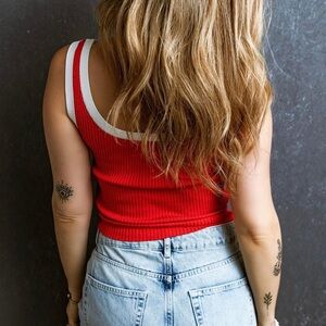 Third haven boutique red sweater tank top